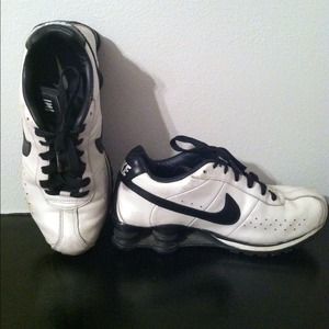 Nike black and white shox