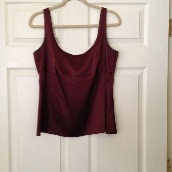 Tahari wine colored silk top