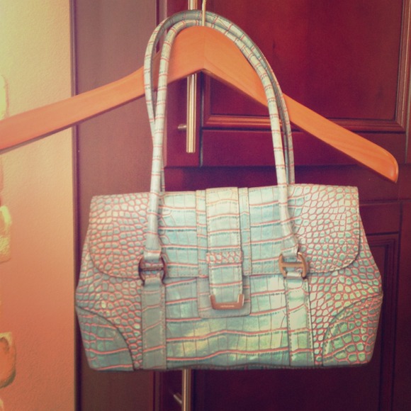 Liz Claiborne Blue and Pink Leather Handbag - Picture 1 of 3