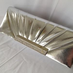 **SOLD** Silver cocktail clutch with rhinestones