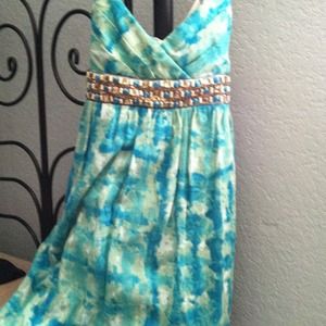 Summery dress cotton green blue from