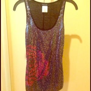 Floral sequin tank