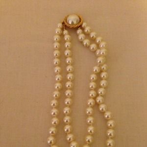 Faux double strand pearl necklace