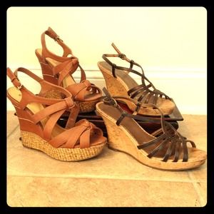 Tan and Dark Brown Spring/Summer Wedges.