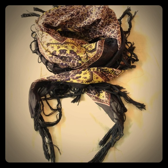 REDUCED! Urban Outfitters silk scarf w fringe.