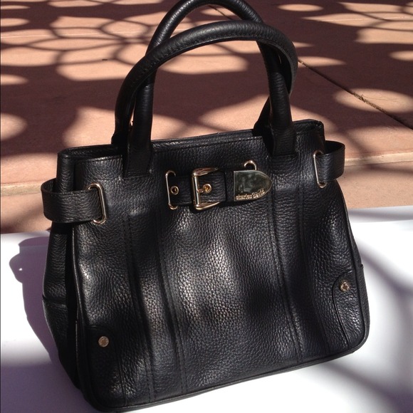 Charles David black leather & gold buckle handbag