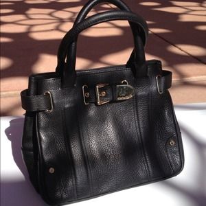 Charles David black leather & gold buckle handbag