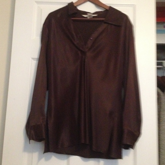 Brown rayon long sleeve shirt.