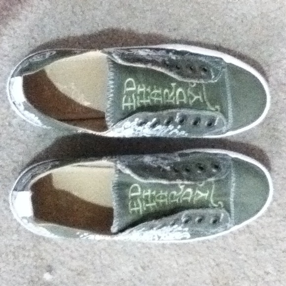RESERVED Worn once Edhardy slip on canvas shoes