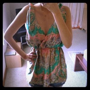 V neck silk tops