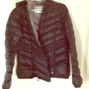 Black puffer coat with hood