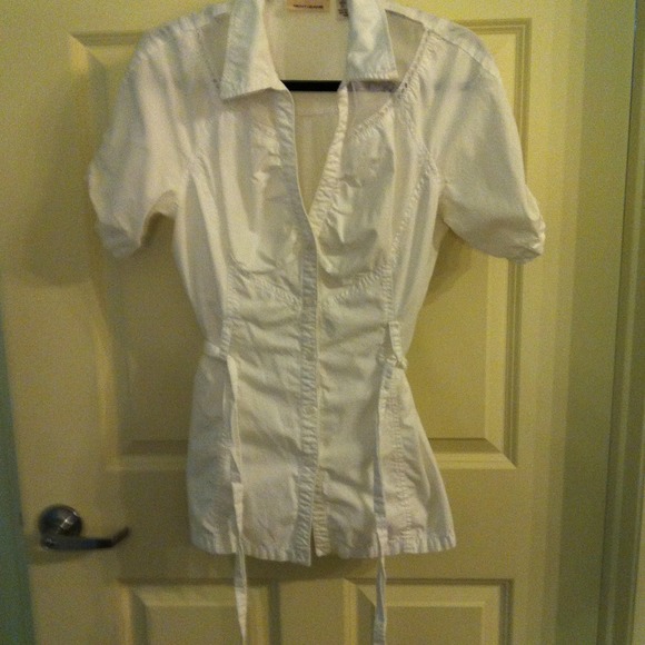 DKNY white 3/4 sleeve top