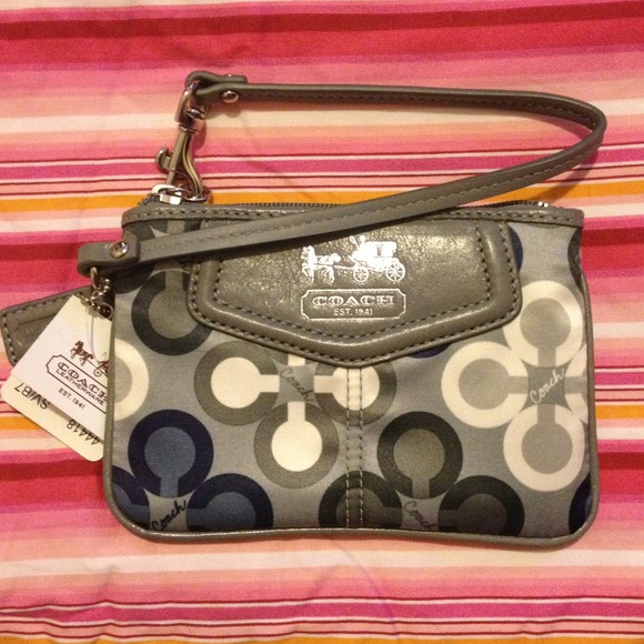 Coach Wristlet Silver/Blue Multicolor - Picture 1 of 4