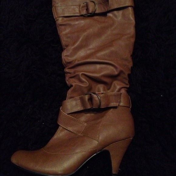 Brown leather boots