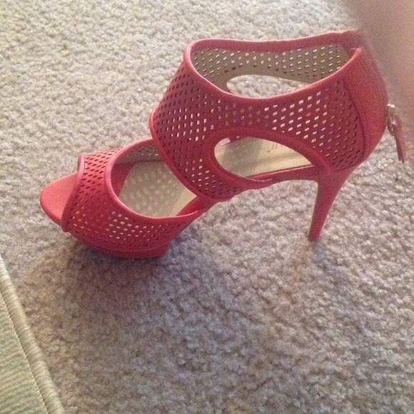 Bright red sandal heel