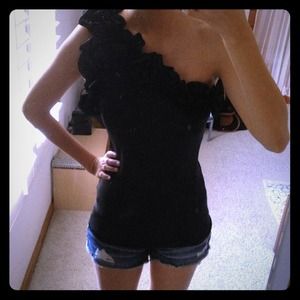 Black one shoulder tops