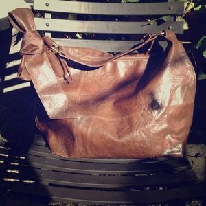 PRICE REDUCED! Brown vegan leather bag with bow