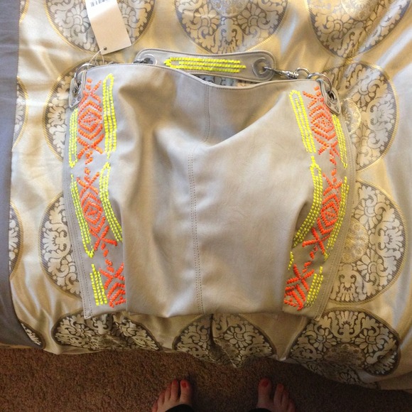 Big Buddha slouchy bag with neon detail