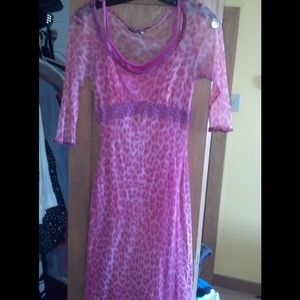 Betsey Johnson NY dress hot pink leopard