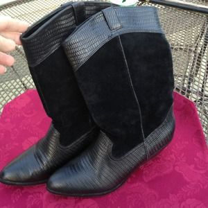 Boots! Reba boots, black leather and suede...Sexy!