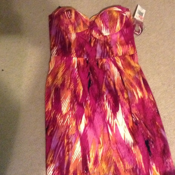 Pink strapless mini.