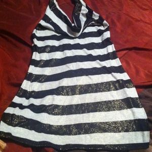 Black grey and gold shimmer top