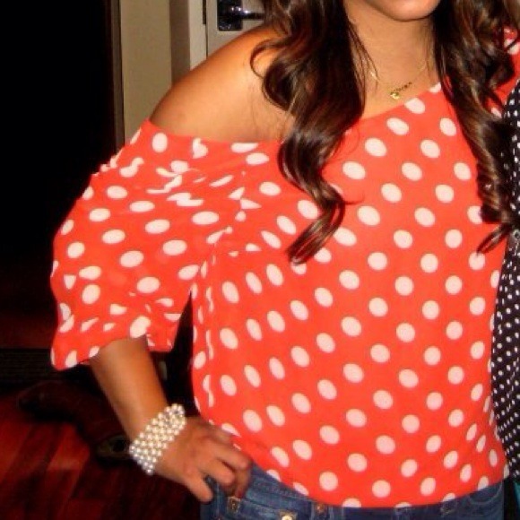 Polka dot low back blouse