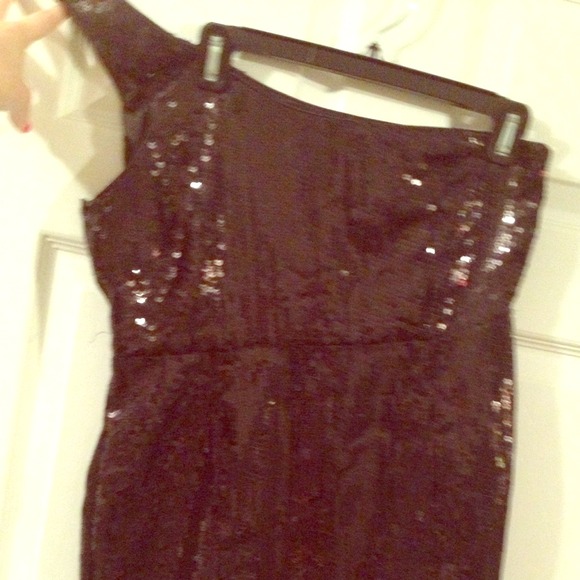 Black sequined one shoulder dress