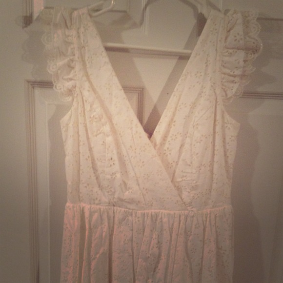 White laser cut eyelet sundress