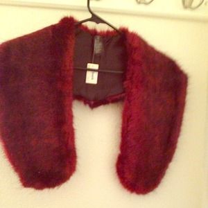 Fur burgundy scarf