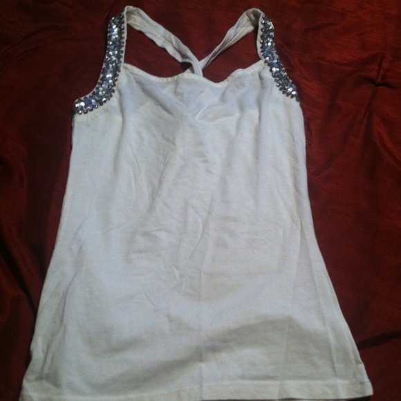 White Criss- cross back tank top!!