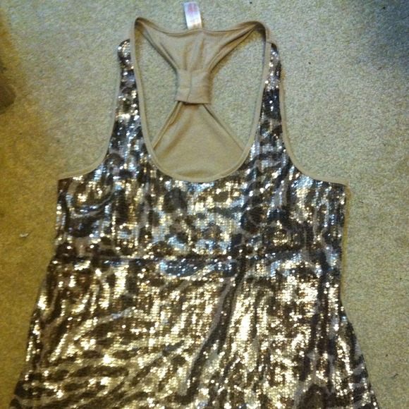 Sequin animal print tank top