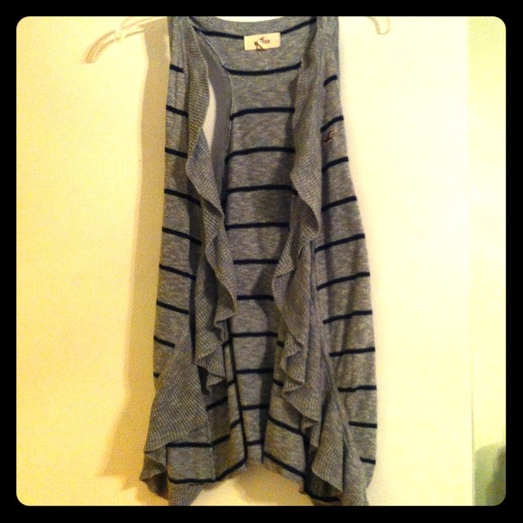❗SOLD❗Hollister Blue and Gray Striped Cardigan
