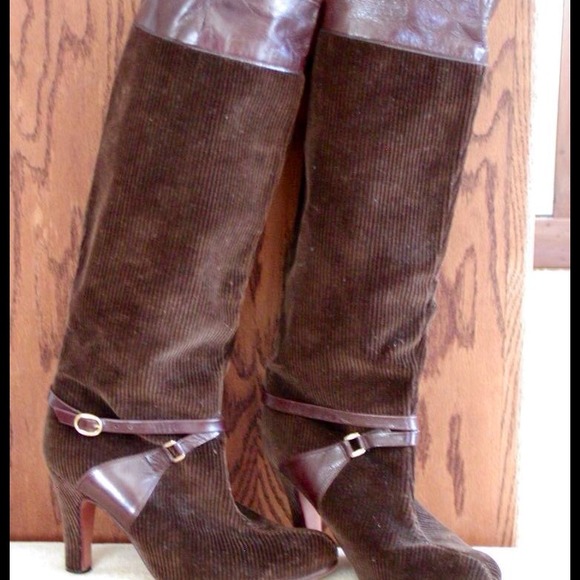 Corduroy and leather boots from London, England