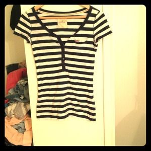Navy Striped Hollister Shirt