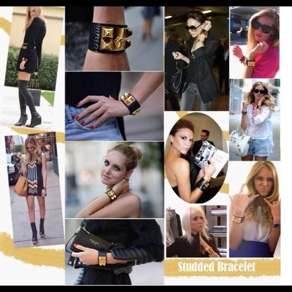 ONE ❤❤HOT❤Punk Style Leather Studded Bracelet😍 - Picture 2 of 4