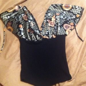 Asian inspired tie back shirt