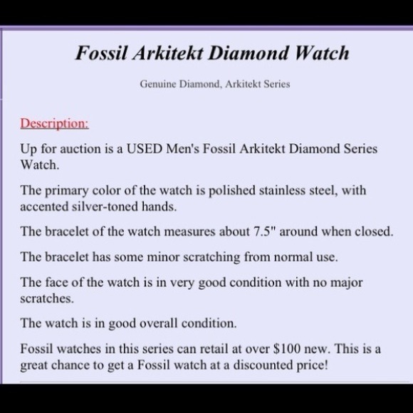 Arkitekt Fossil watch, great condition! - Picture 3 of 3