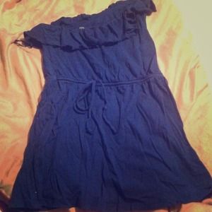 Navy blue one shoulder ruffle top