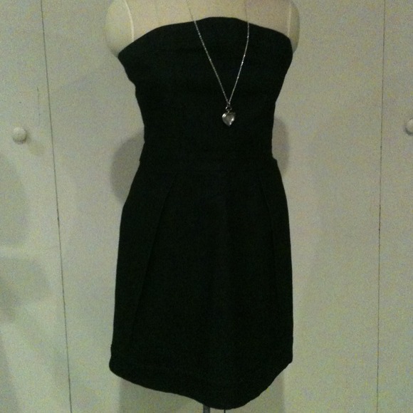 Strapless blue denim dress