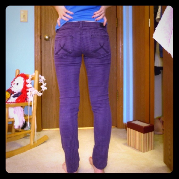 REDUCED Houndstooth Pants Purple and Black