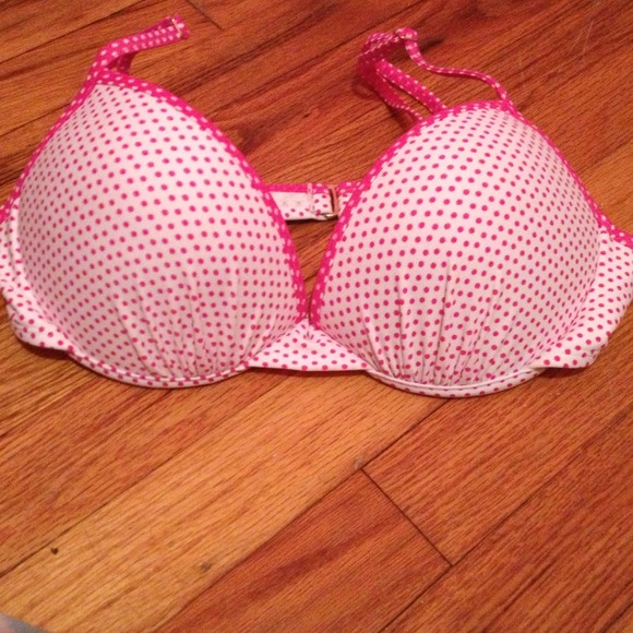 Pink and white polkadot bathing suit top!