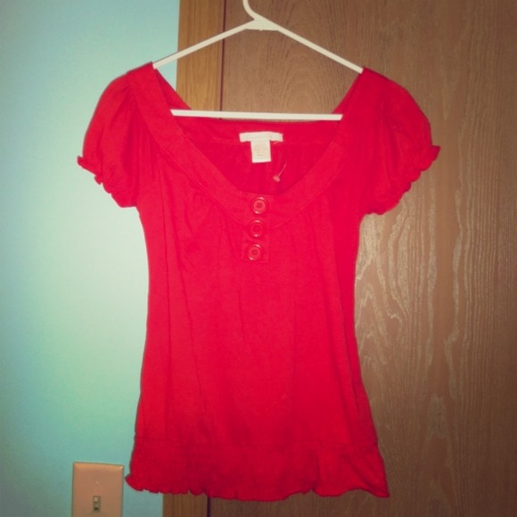 Red Buttoned Blouse
