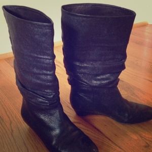 Black leather boots