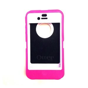 Pink&White iPhone 4/4s Otter Box with black clip