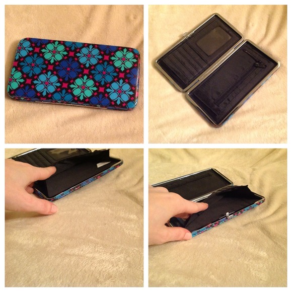 Blue, turquoise and pink framed wallet