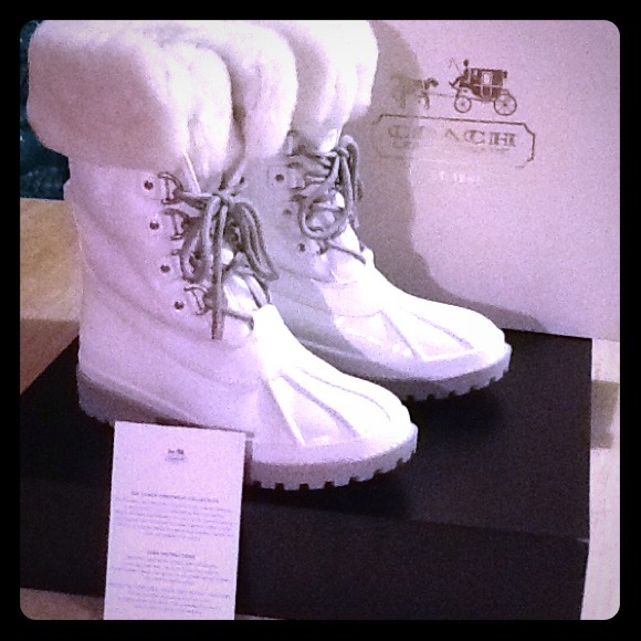 Coach Boots - REDUCED.Authentic NIB Coach White Boot.