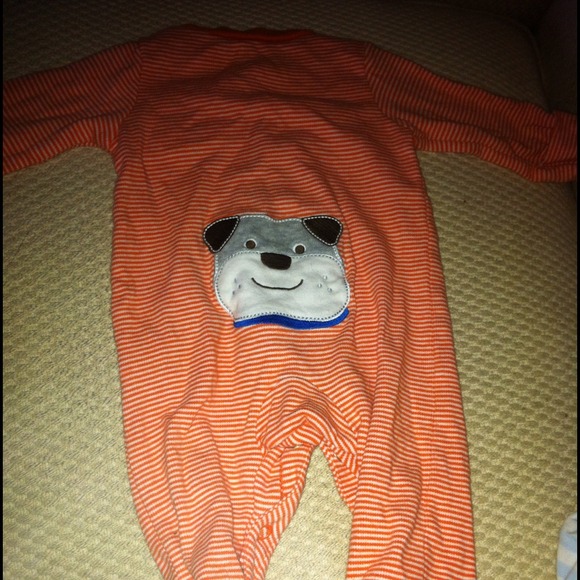 Orange and white layette onesie