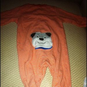 Orange and white layette onesie