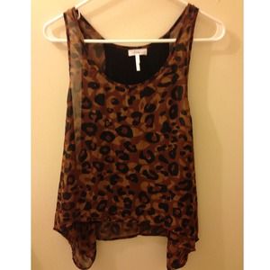 Cheetah print chiffon tank